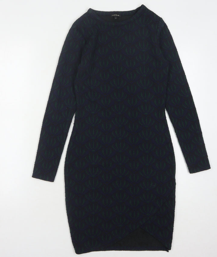 River Island Women's Black Bodycon Dress Size 8