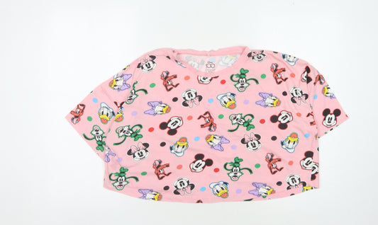 Front view of Disney at Primark Pink Cartoon Women’s Cropped T-Shirt M