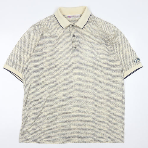 Slazenger L Beige Striped Polo, Men's, Short Sleeve