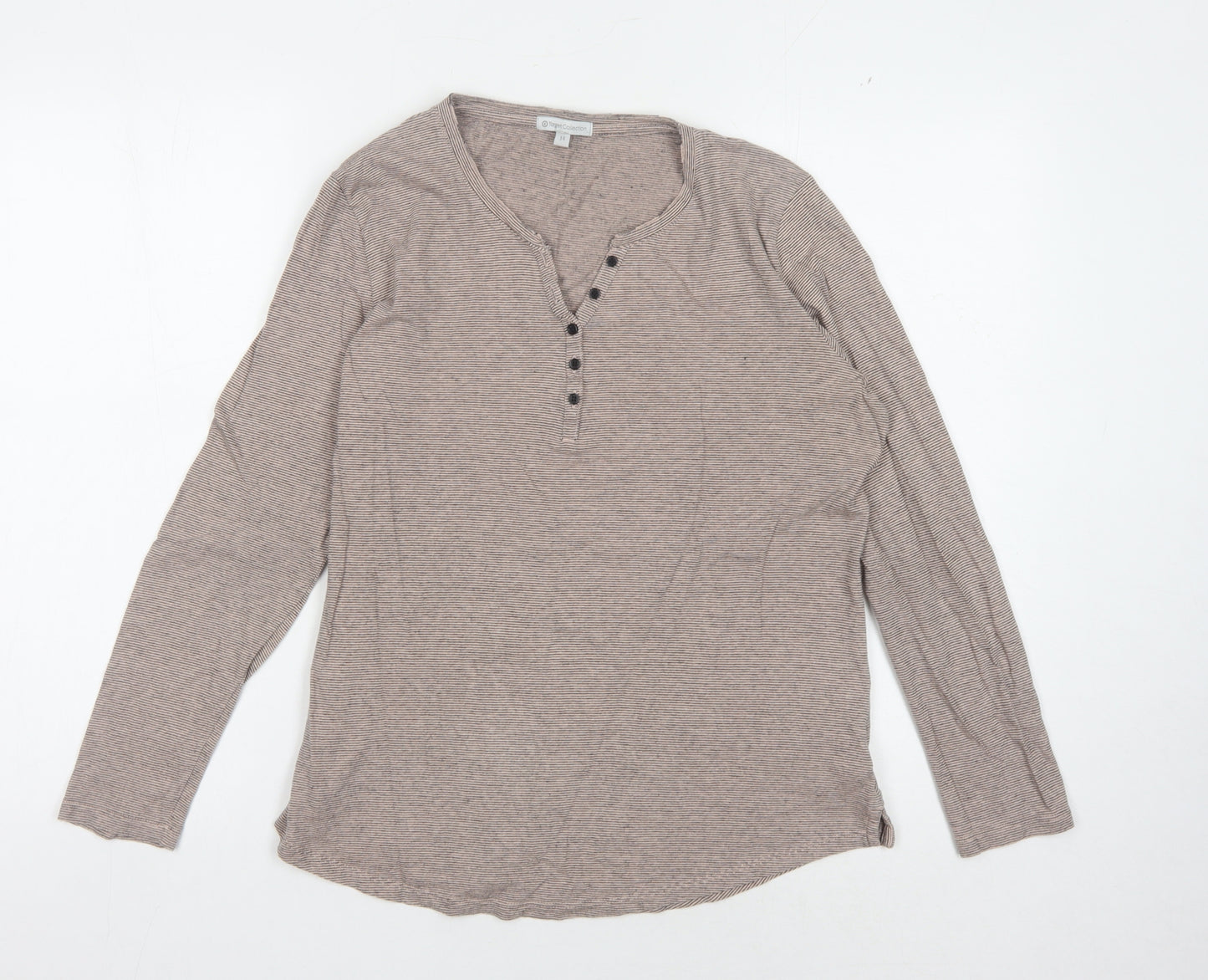 Target Collection Women Beige Striped Long Sleeve Shirt