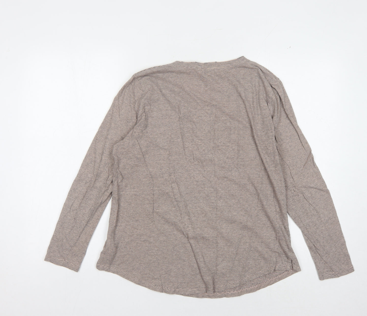 Target Collection Women Beige Striped Long Sleeve Shirt