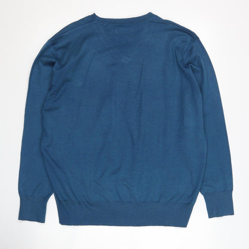 Jeff Banks Men's Blue V-Neck Pullover Jumper Size L