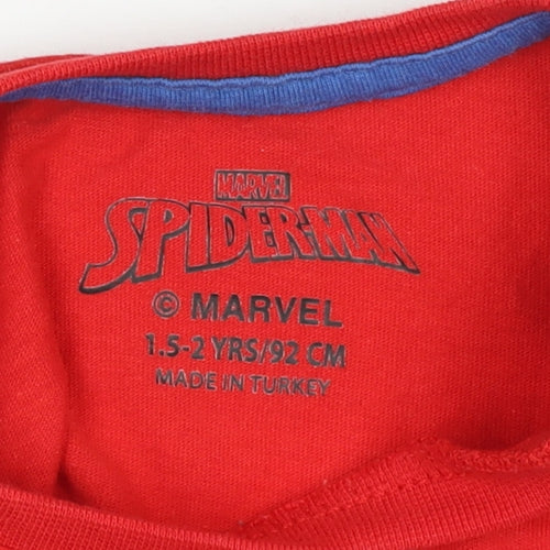 Marvel Boys Red Spider-Man T-Shirt 2 Years Graphic Print