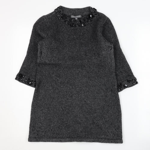 Laura Ashley Women’s Grey Beaded 3/4 Sleeve Jumper Size 10
