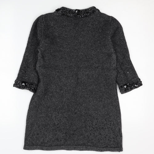 Laura Ashley Women’s Grey Beaded 3/4 Sleeve Jumper Size 10