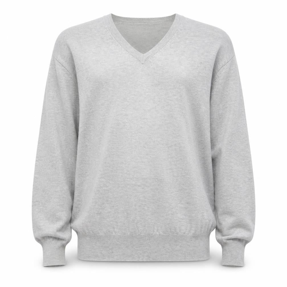 Front view of Jeff Banks Men's Grey V-Neck XL jumper