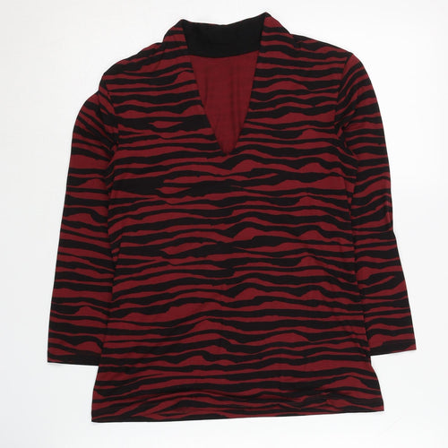 Hobbs Women's Red Animal Print V-Neck Top, Size S