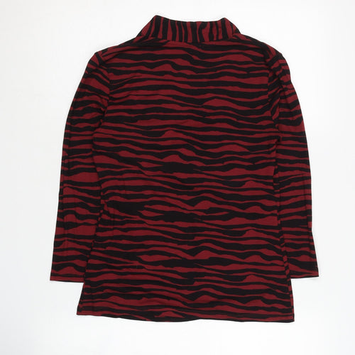 Hobbs Women's Red Animal Print V-Neck Top, Size S