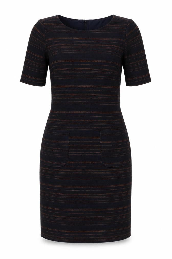 Front view of Laura Ashley Women's Striped Sheath Dress, size 12