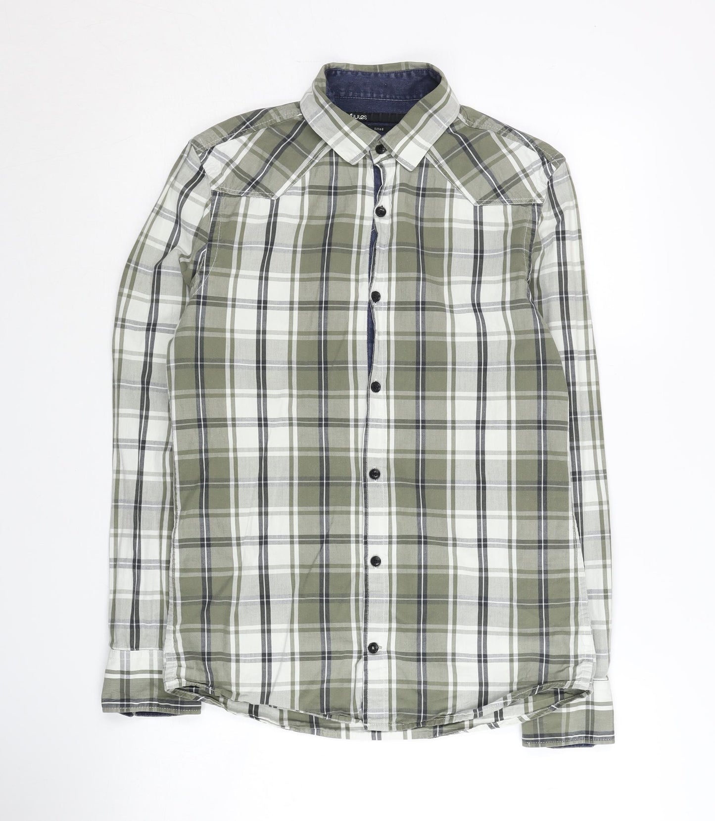 Jules Men's Green Plaid Slim Fit Shirt, Size S