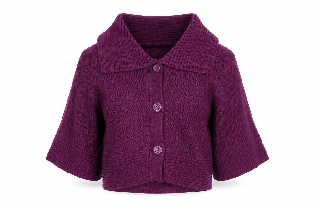 Front view of FatFace Women's Purple Collared Cardigan -, size 8