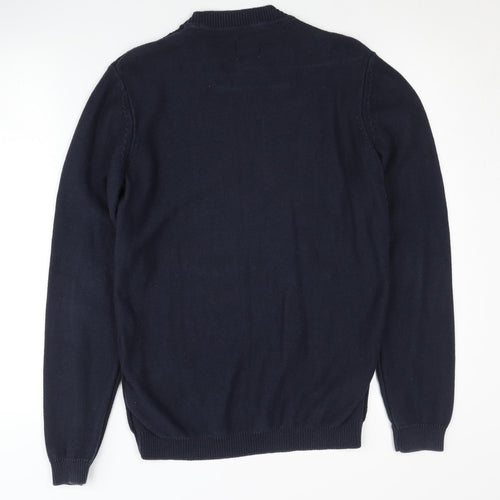 Jack & Jones Men's Blue Cotton Crew Neck Jumper - S