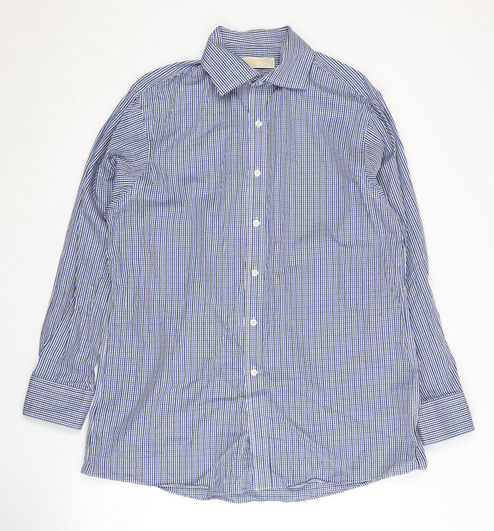 Michael Kors Men’s Slim-Fit Blue Check Shirt
