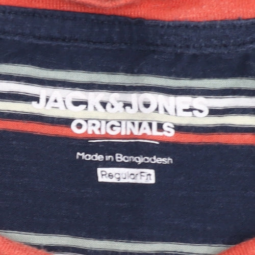 Jack & Jones Men's Blue Striped Crew Neck XL T-Shirt
