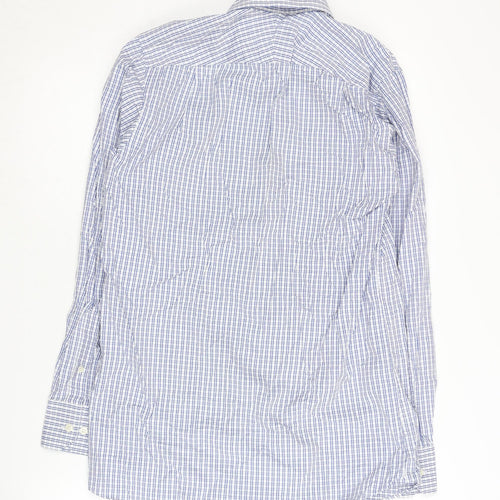 Austin Reed Men's Blue Check Button-Up Shirt 14.5R
