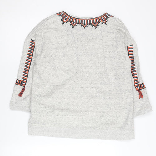 Whistles Women's Grey Sweatshirt, Size S, Embroidered Detail