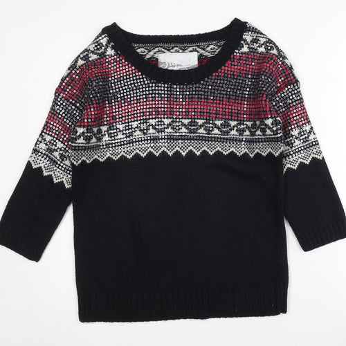 Superdry Women's Black Fair Isle Sequin Jumper