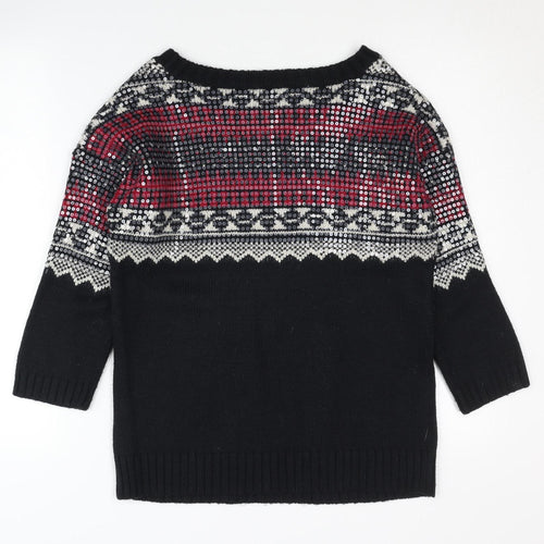 Superdry Women's Black Fair Isle Sequin Jumper