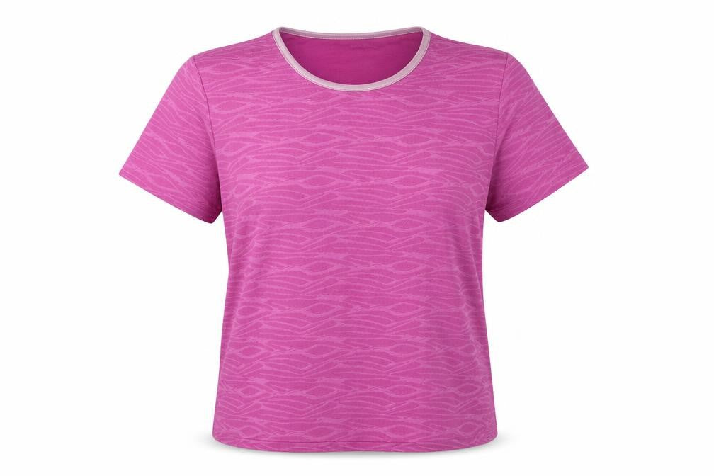 Front view of Honor Millburn Women's Pink Geometric Jersey T-Shirt M