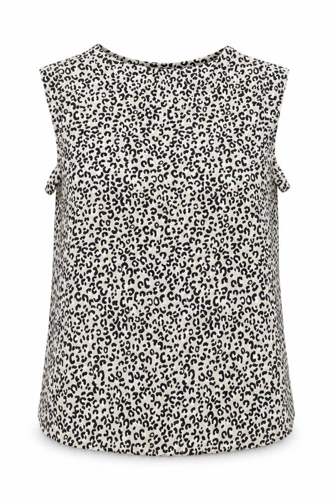 DKNY Women's Black White Animal Print Blouse, L, Casual