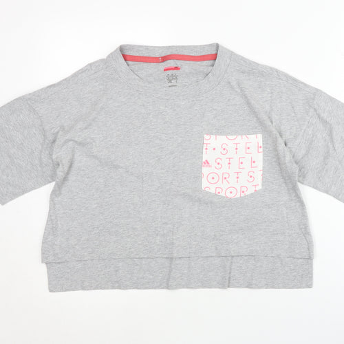Adidas Women's Grey XS Cropped T-Shirt - Casual Spring