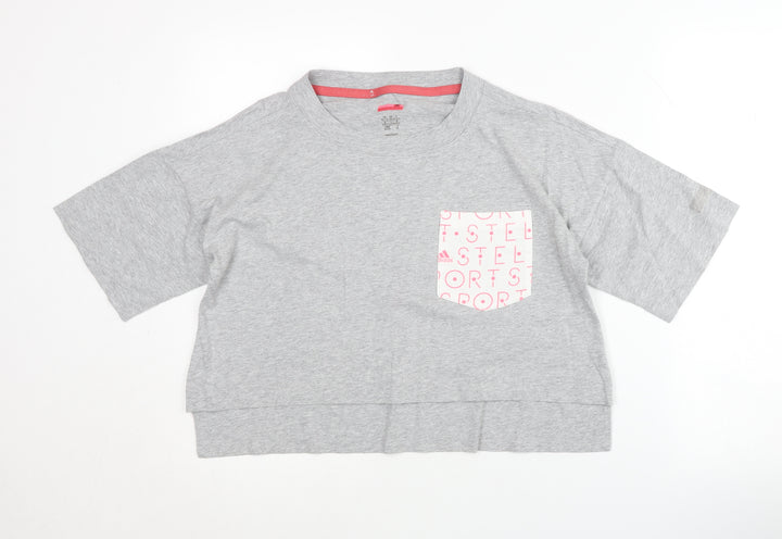 Adidas Women's Grey XS Cropped T-Shirt - Casual Spring
