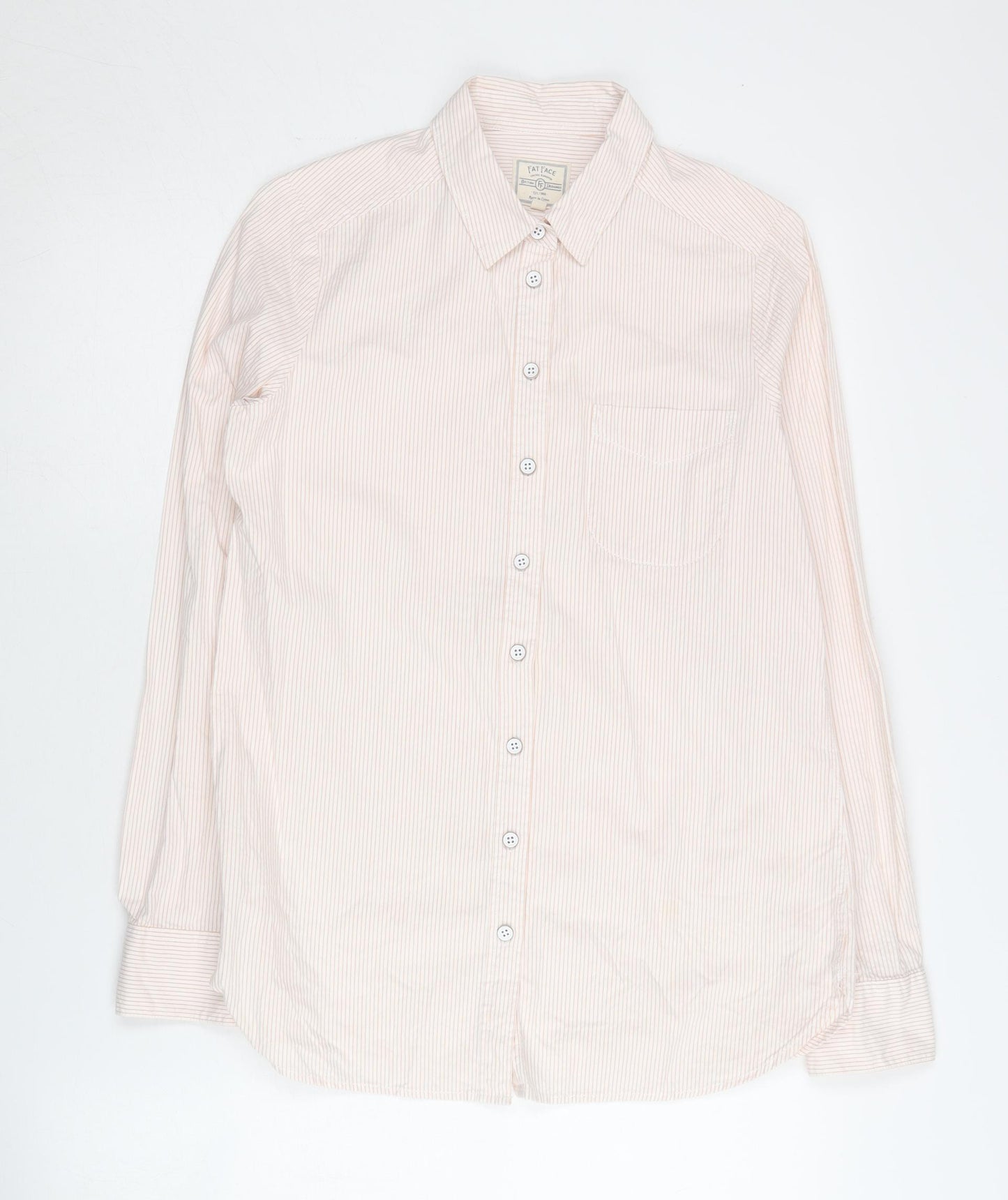 Fat Face Women’s Beige Striped Button-Up Shirt UK 8