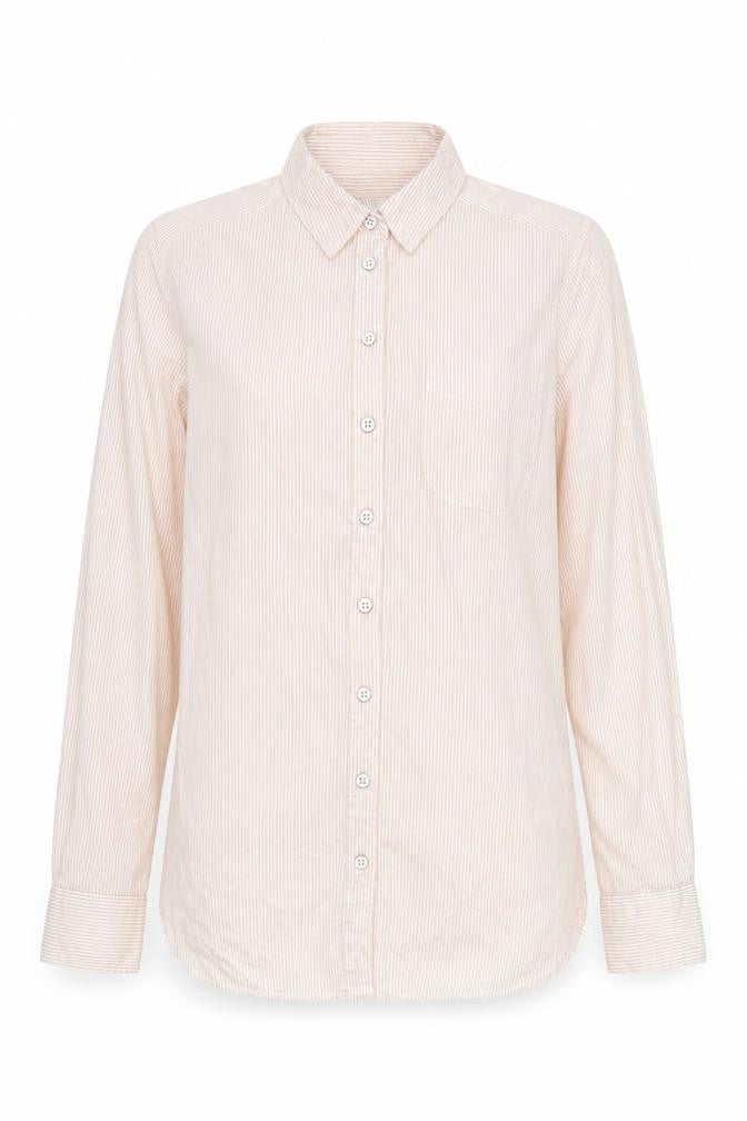 Fat Face Women’s Beige Striped Button-Up Shirt UK 8