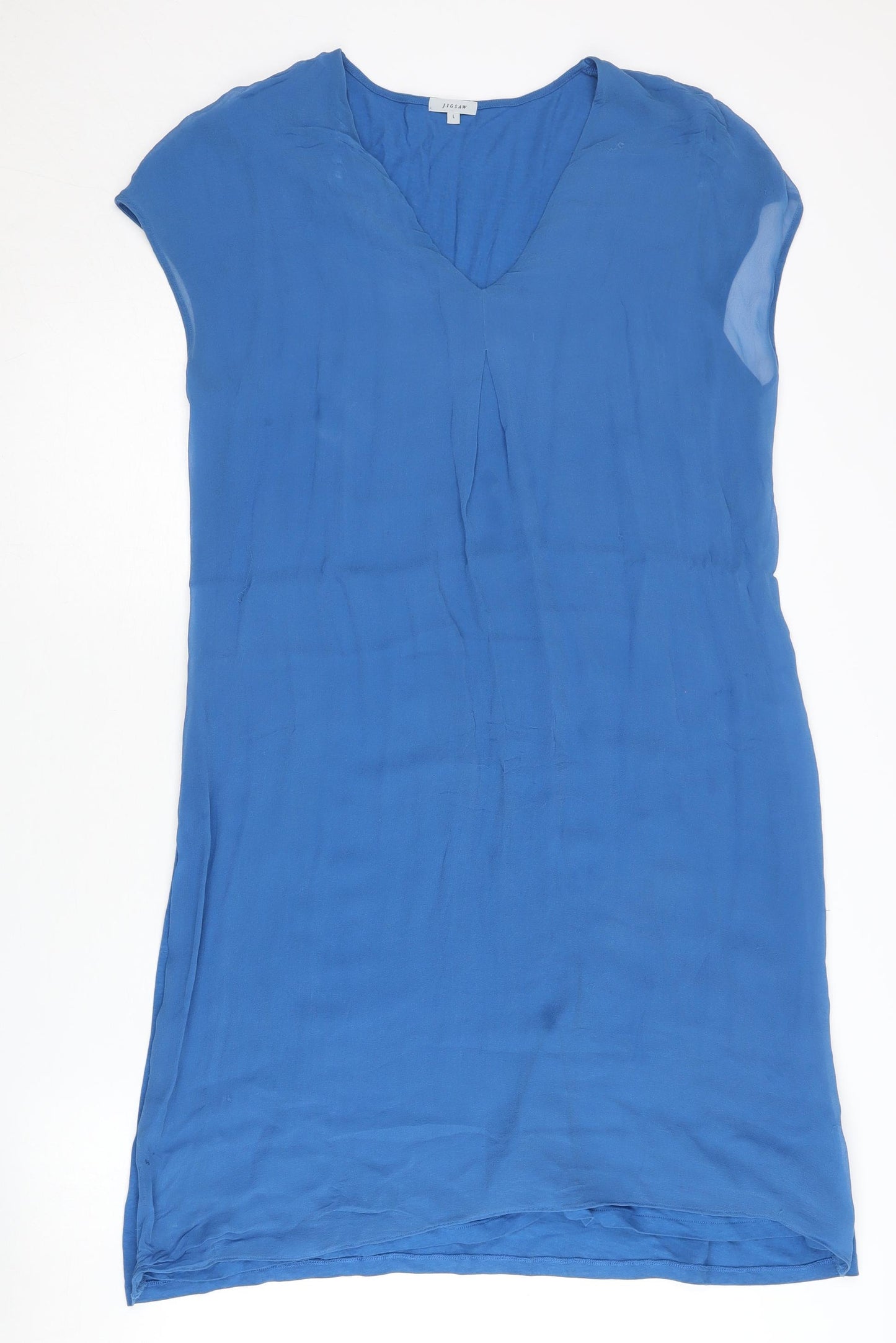 Jigsaw Women's Blue V-Neck Cap Sleeve Dress L
