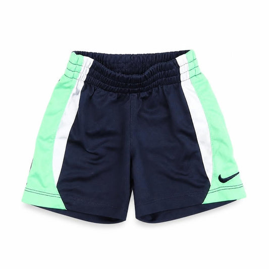 Front view of Nike unisex baby blue track shorts 12 months elastic waist
