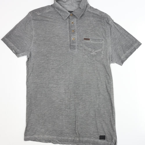 Firetrap Men's Grey Short Sleeve Polo Shirt Size M