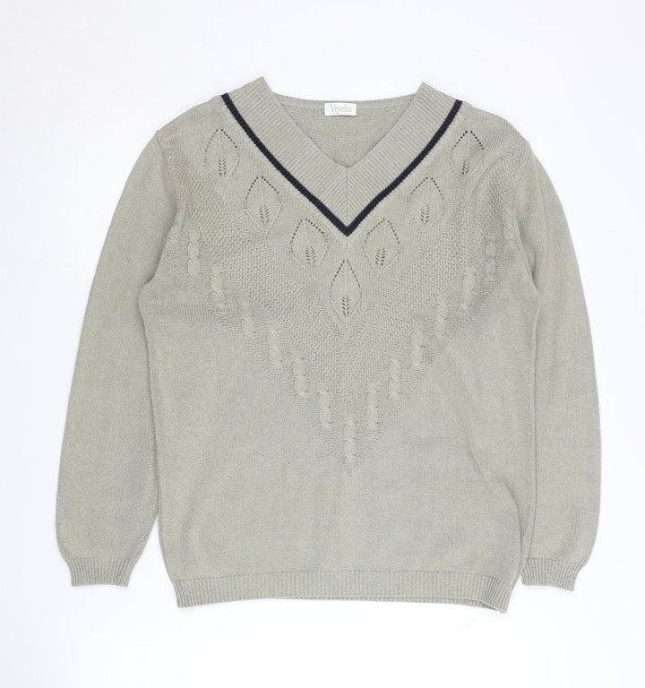 Viyella Women's Grey V-Neck Pullover Jumper S/M