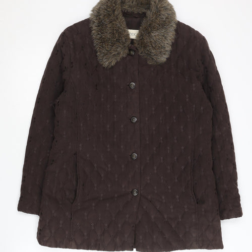 Eastex Women's Brown Quilted Coat, Size 10, Faux Fur Collar