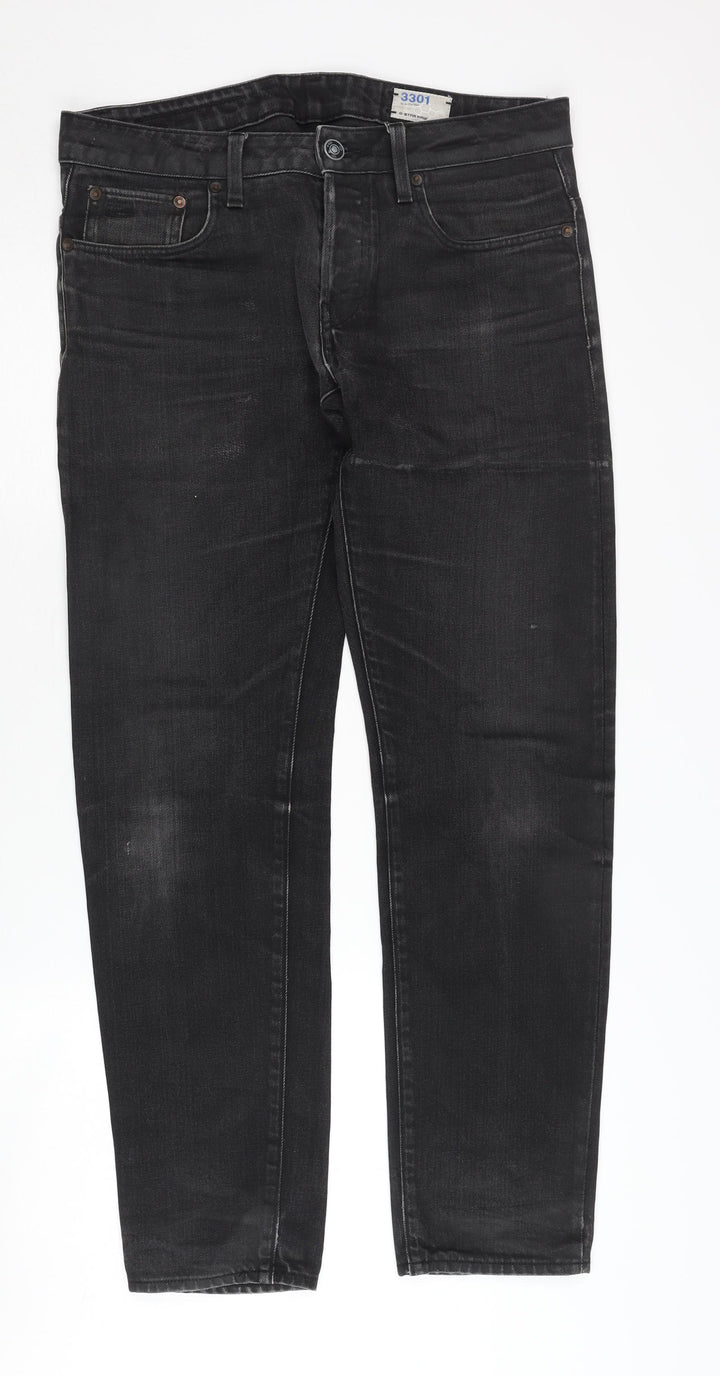 G-Star RAW Men's Black Straight Jeans, Size 32, Regular Fit