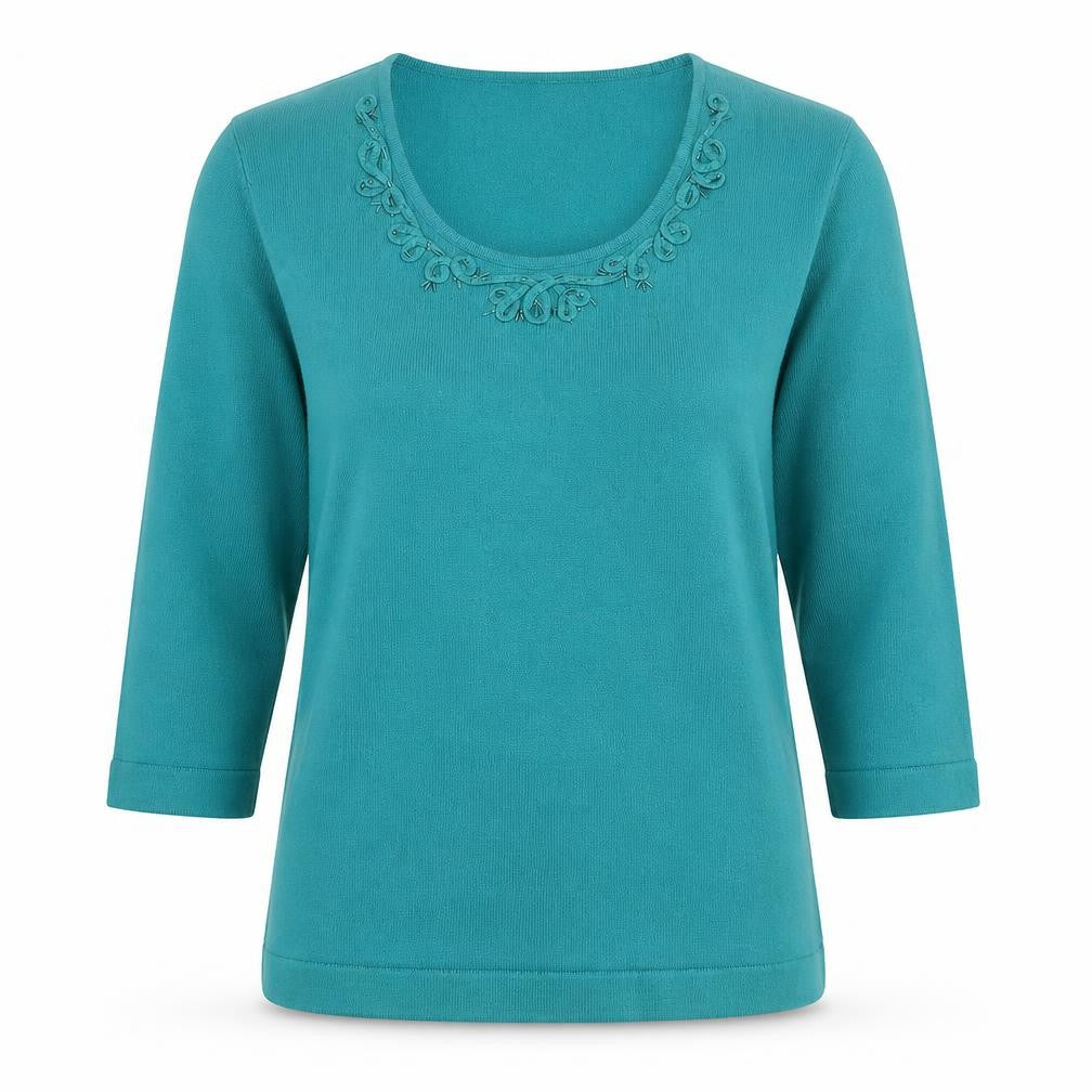 Front view of Eastex Women's Green jumper, size 10