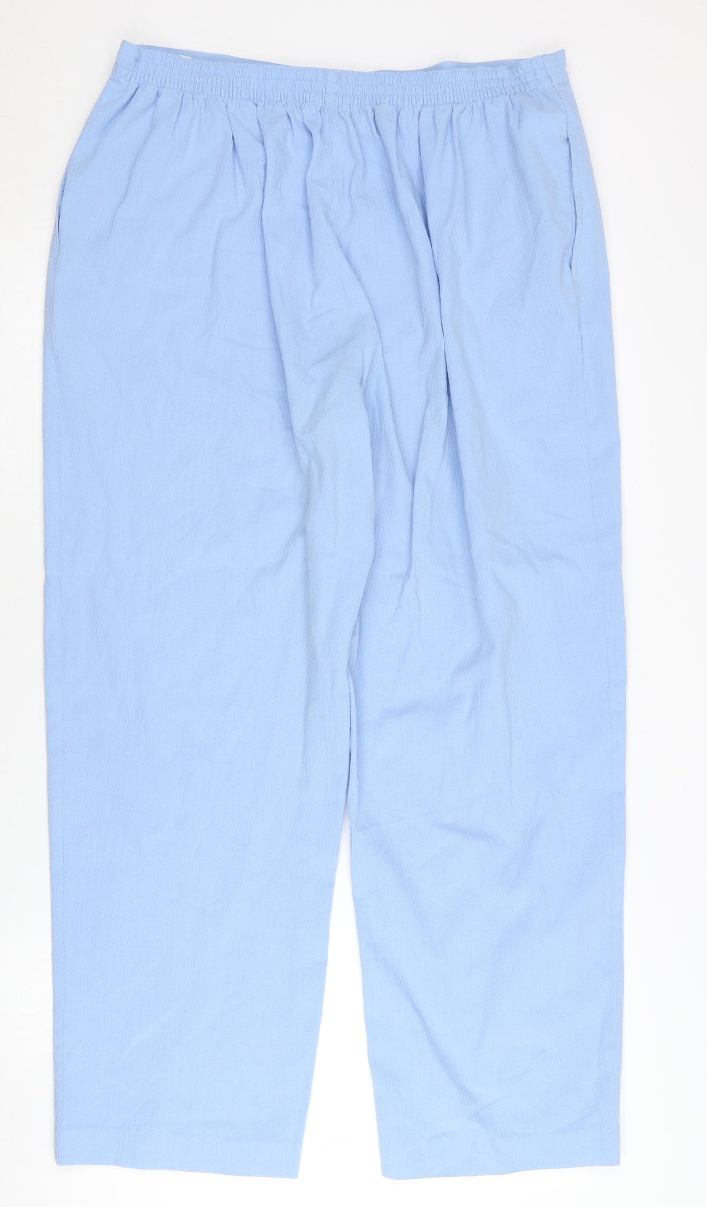 Honor Millburn Women's Blue Straight Trousers Elastic Waist