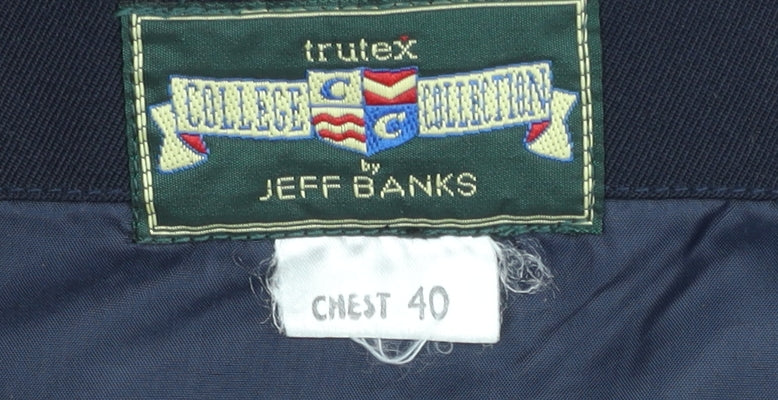 Jeff Banks Men's Blue Double-Breasted Blazer Size 40