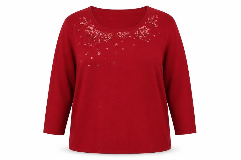 Front view of Eastex Women's Red jumper, size 18