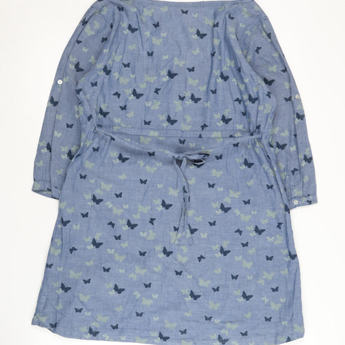 White Stuff Women's Blue Animal Print Shirt Dress 12