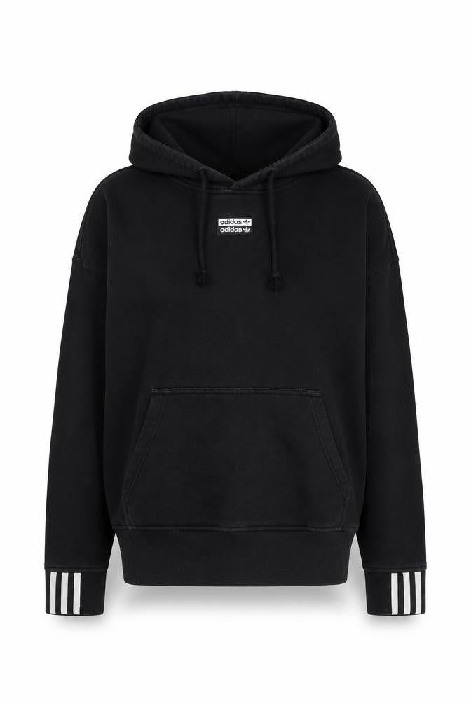 Front view of Adidas Women's Black Hoodie, Medium, Brand Logo