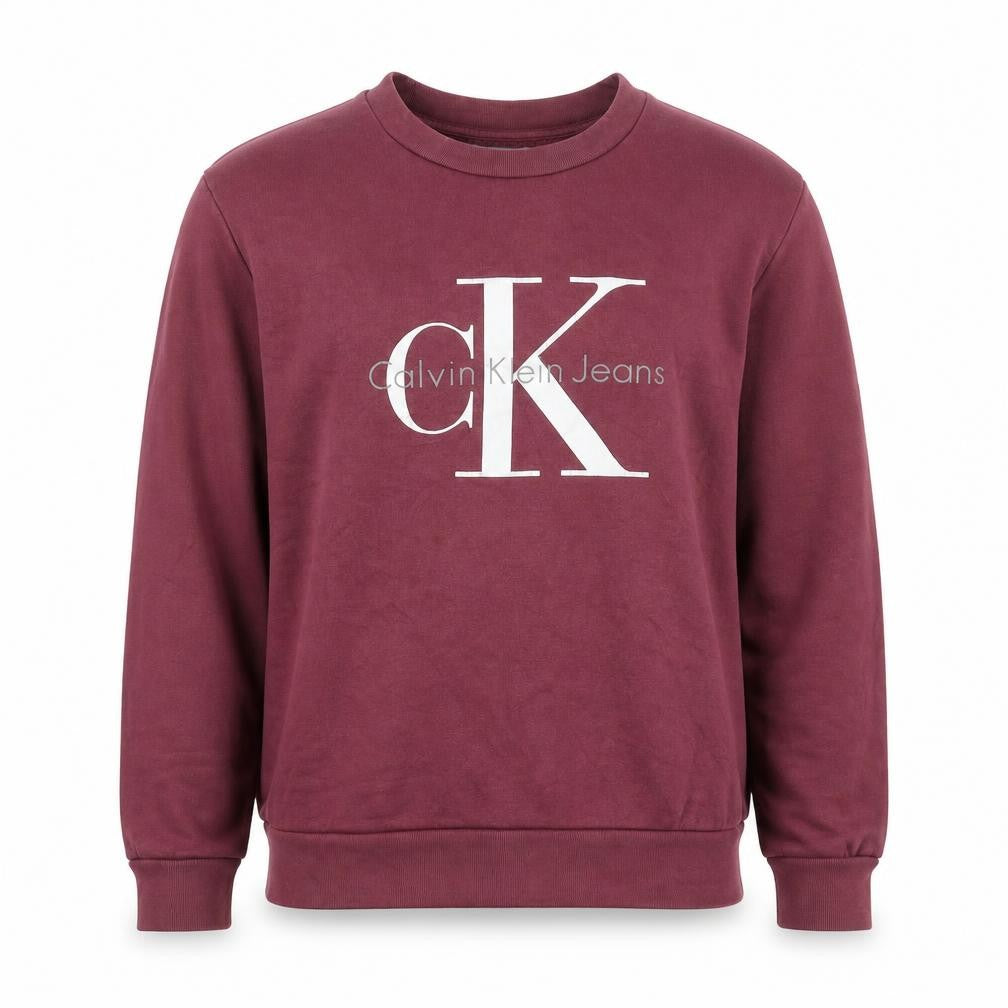 Front view of Calvin Klein Men's Red Medium Pullover Sweatshirt