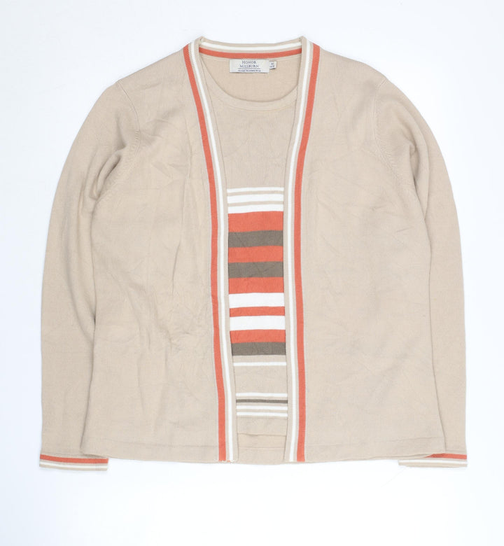 Honor Millburn Women's Beige Cardigan Size M Striped