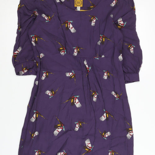 Joules Women's Purple Viscose Dress - Size 6