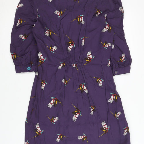 Joules Women's Purple Viscose Dress - Size 6