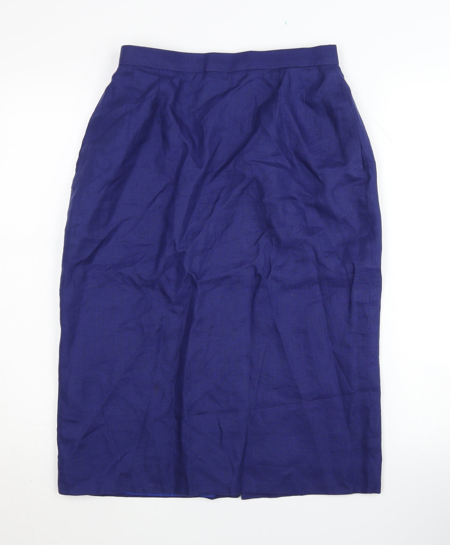 Jaeger Women's Blue Pencil Skirt, UK 12, 100% Flax