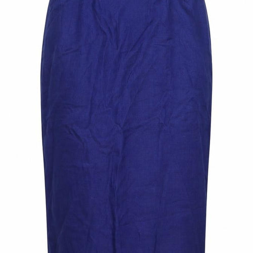 Jaeger Women's Blue Pencil Skirt, UK 12, 100% Flax