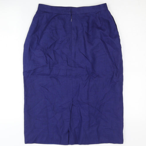 Jaeger Women's Blue Pencil Skirt, UK 12, 100% Flax