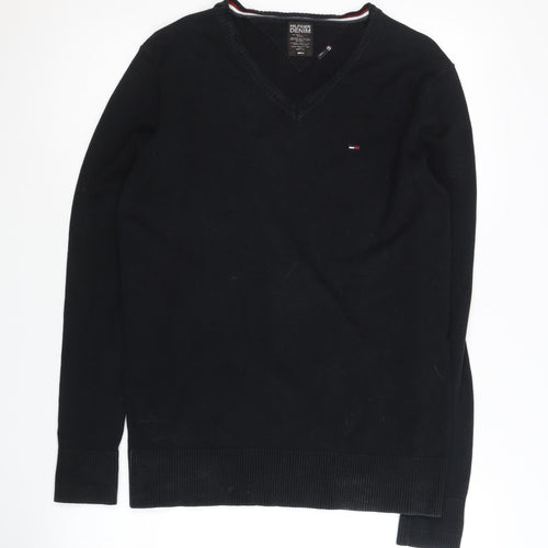 Hilfiger Denim Men's Black V-Neck Pullover Jumper S