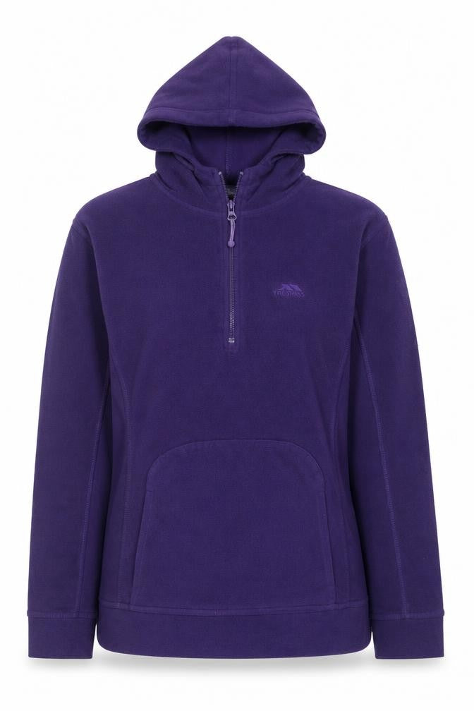 Front view of Trespass Women’s Purple Fleece Pullover Hoodie, M
