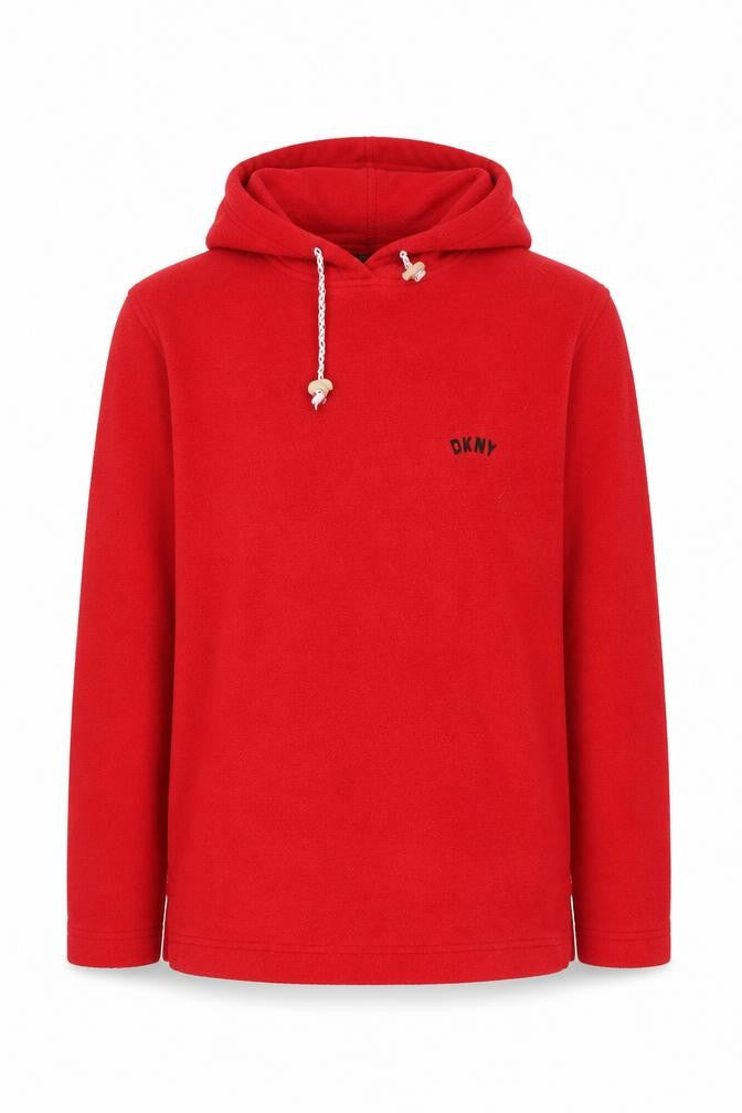 Front view of DKNY Men's Red Pullover Hoodie Logo, size S